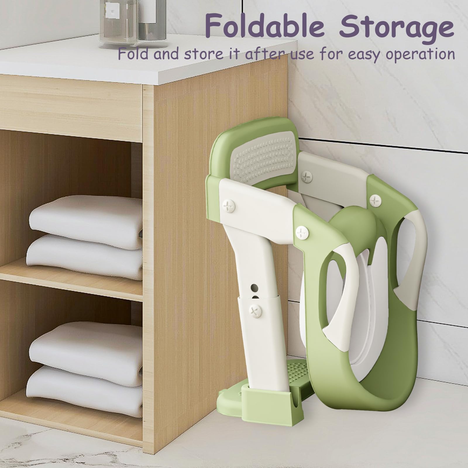 Vasino 3 in 1 con scaletta WC per bambini e bambine, con orinatoio, antiscivolo, scaletta e paraspruzzi, verde