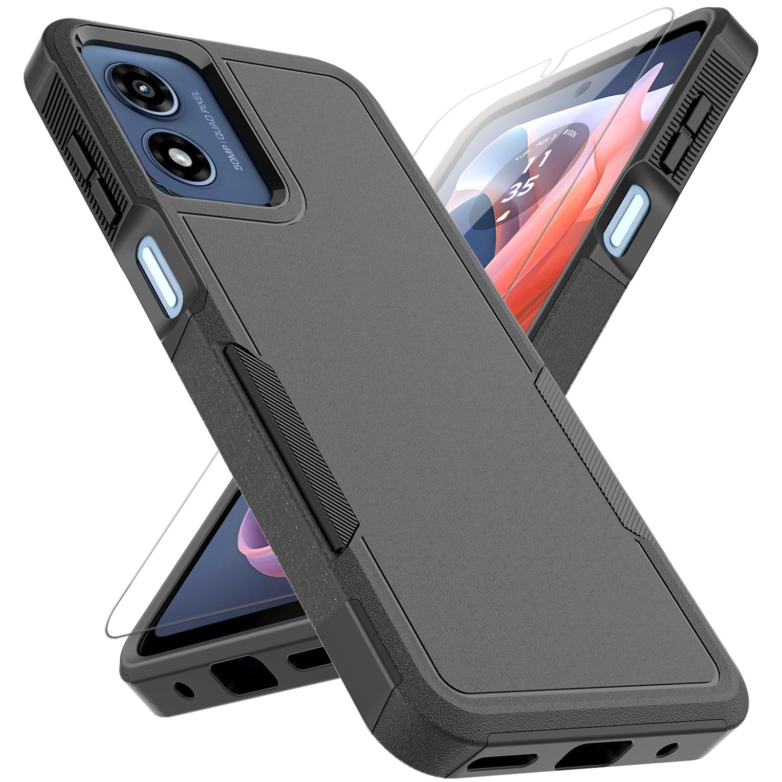 Amazon.com: for Moto G Play 2024 Case: Dual Layer Protective Heavy Duty Cell  Phone Cover Shockproof Rugged with HD Screen Protector - Military  Protection Bumper Tough - Motorola Moto G Play 4G