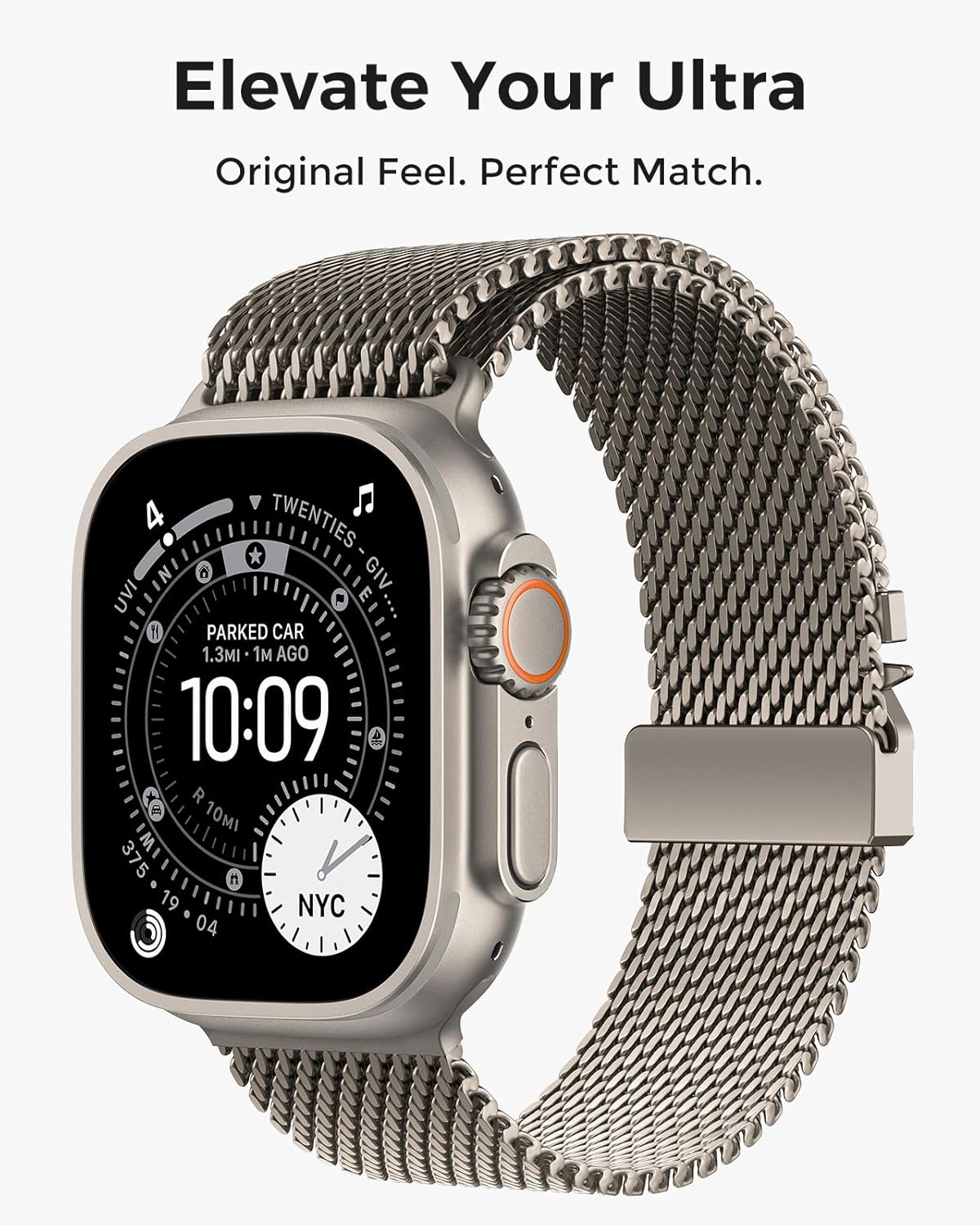 amBand Milanese Loop for Apple Watch Ultra 3/2/1 49mm, Stainless Steel Mesh with Secure Parachute-Style Buckle, Non-magetic Clasp, Breathable & Comfortable Luxury Band for Men - Image 2