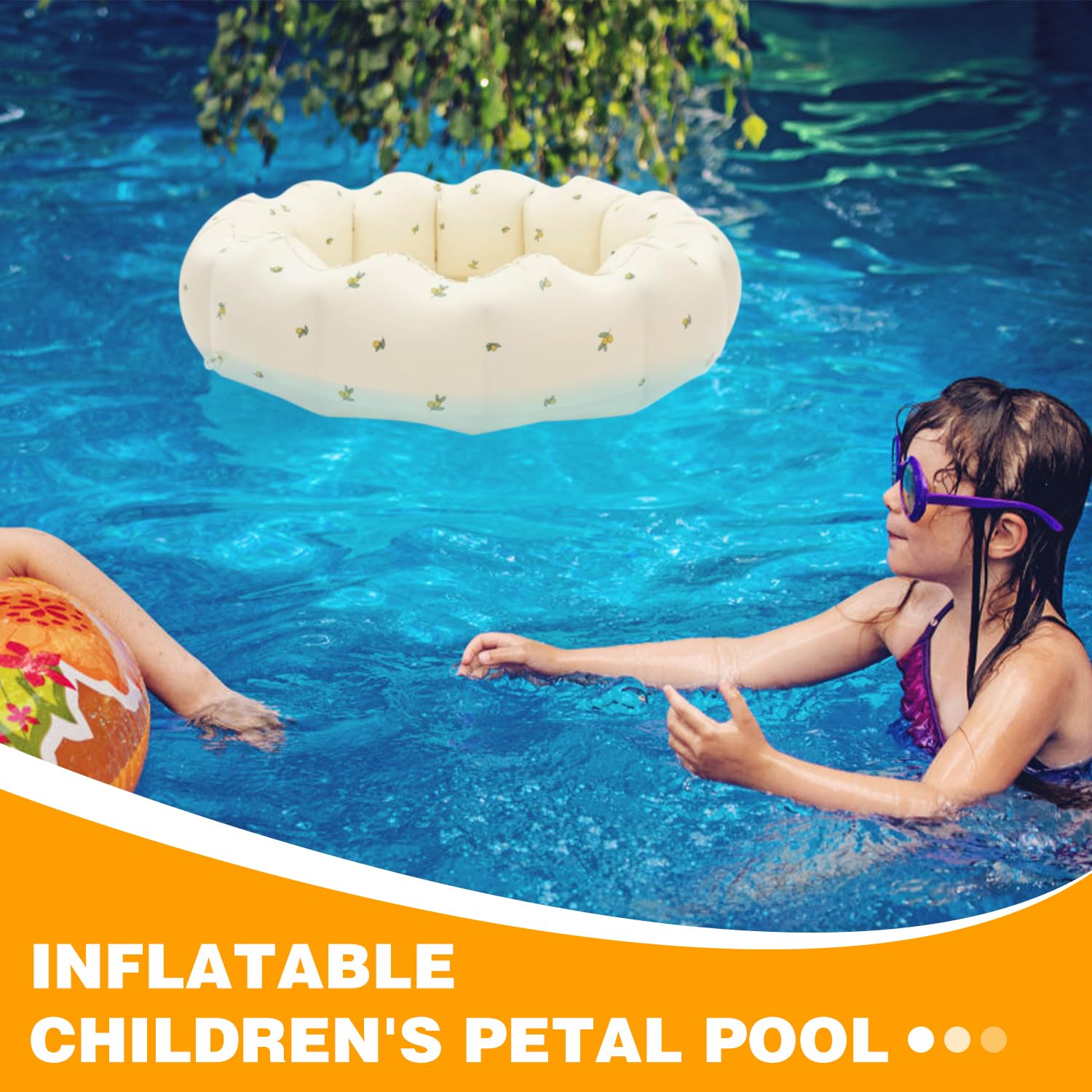 Aufblasbares Schwimmbecken Kinder, 90cm Planschbecken Klein, Kinderpool Babypool, Runde Schwimmbad Faltbar, Aufblasbare Badewanne Dusche, Inflatable Swimming Pool für Balkon