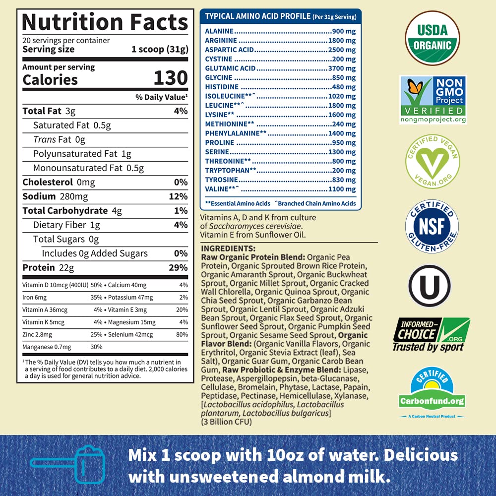 Buy Garden Of Life Raw Organic Protein Vanilla Powder, 20 Servings