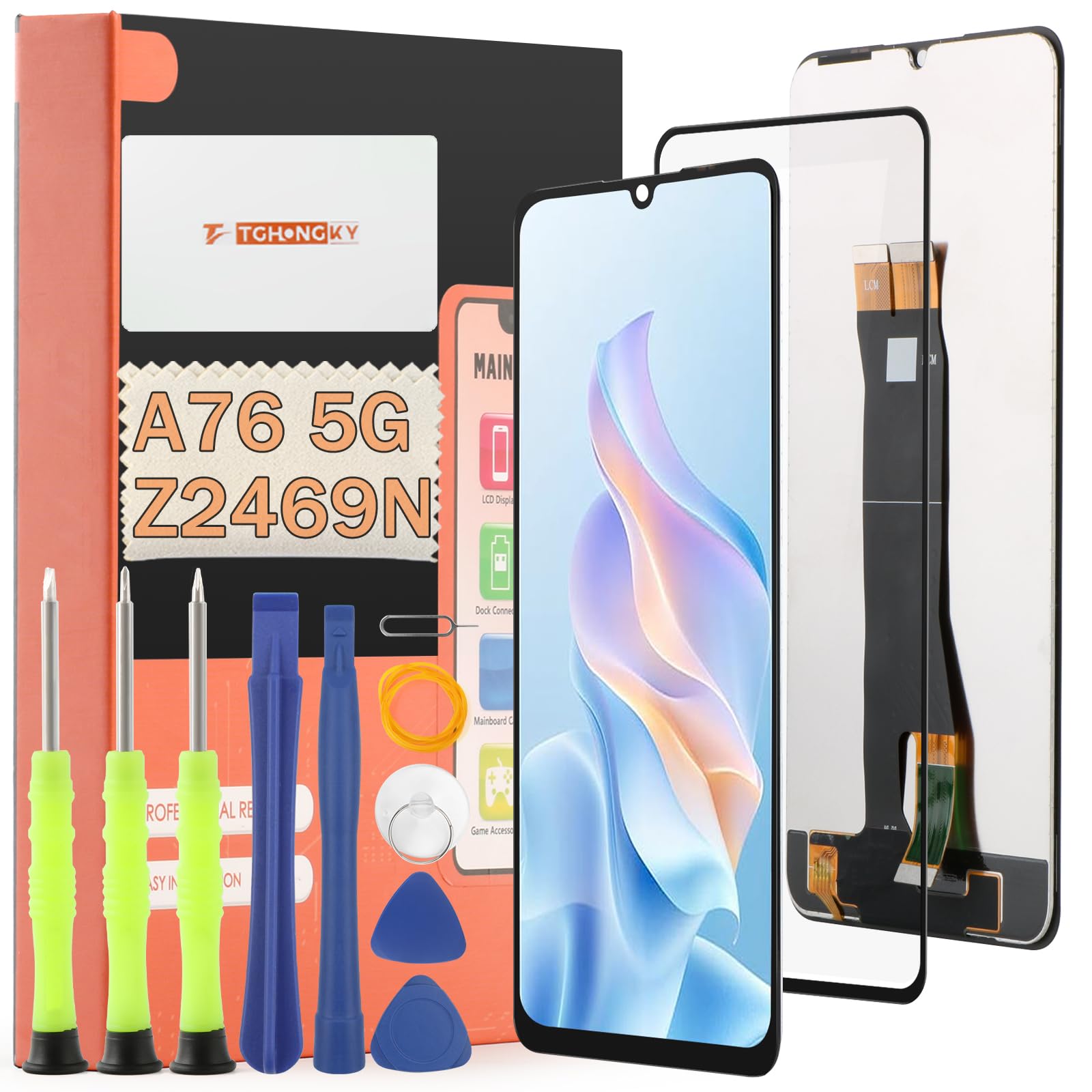 Schermo per ZTE Blade A76 5G Z2469N Display Digitalizzatore Touch Screen LCD per ZTE Blade A76 5G Schermo LCD Display + Kit di Riparazione (Noir)