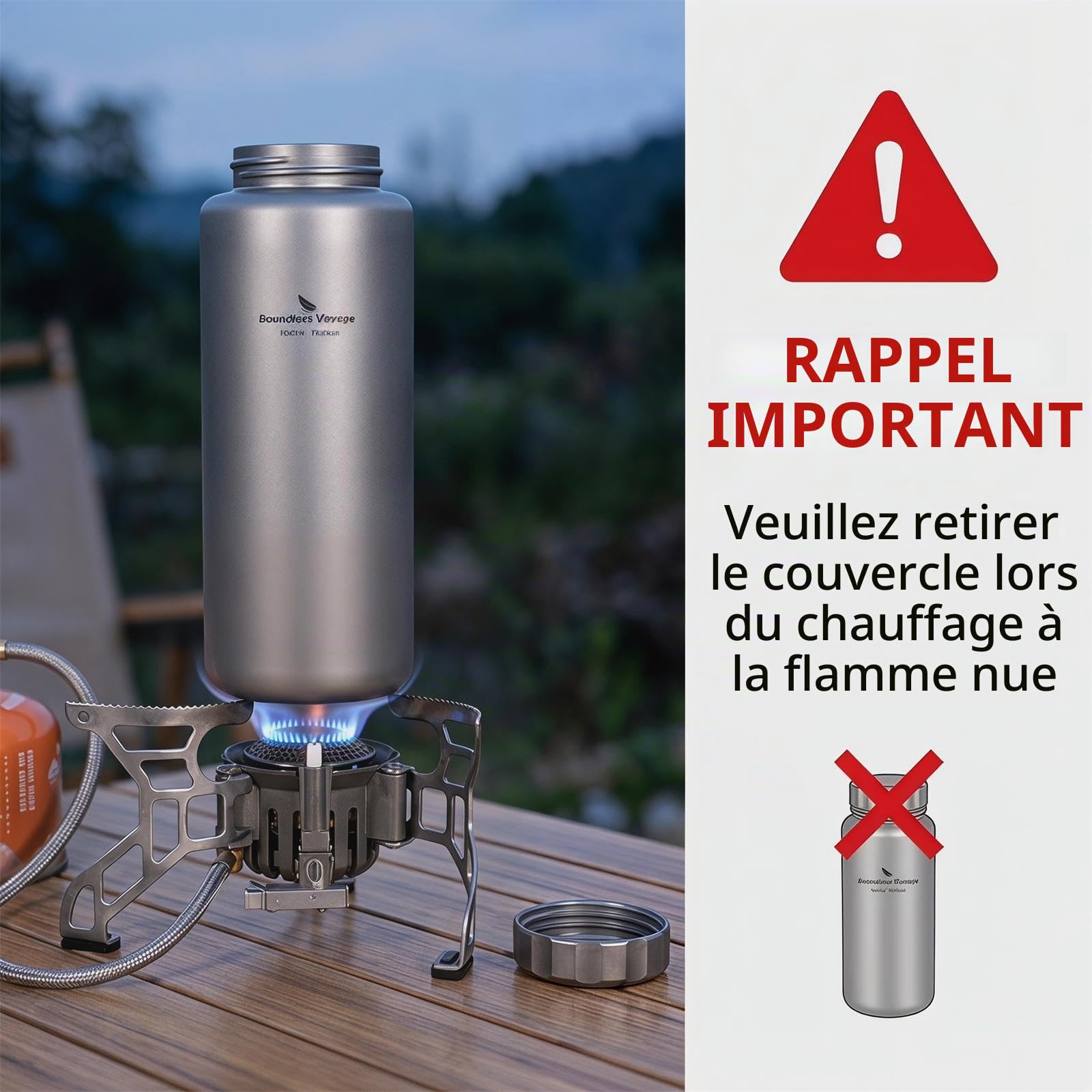 Boundless Voyage en Plein Air 1050ml Titane Bouteille d'eau Antifuite Camping Pique Nique Randonnée Vélo Ultra Léger Thé Café Cantine Tasse Vaisselle