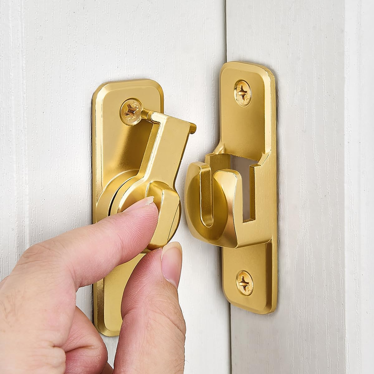 Gold 90/180 Degree Flip Barn Door Lock, Protect Privacy - Security Door Latch, Gate Latches Hardware for Barn Door, Bathroom, Cabinet, Window,Garden,Sliding Door