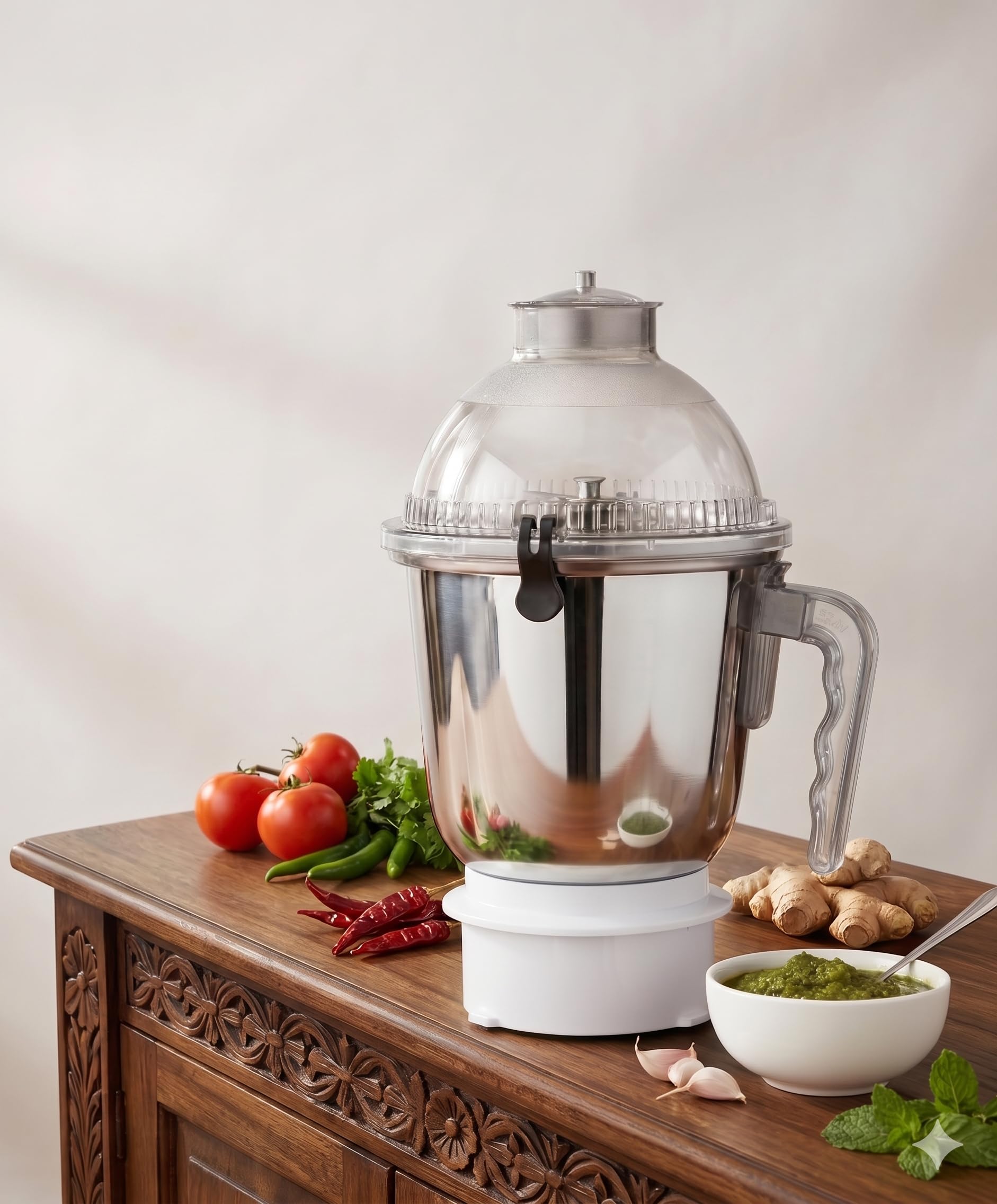 Chutney & Grinder Jar with 3 Clip Locks Lid Compatible with Sujataa Powermatic Plus,Powermatic Maxima,Multimix,Dynamix Supermix 900 watts Mixer juicer Brand Mixers in Steel Colour 1500 ml -/-image-5
