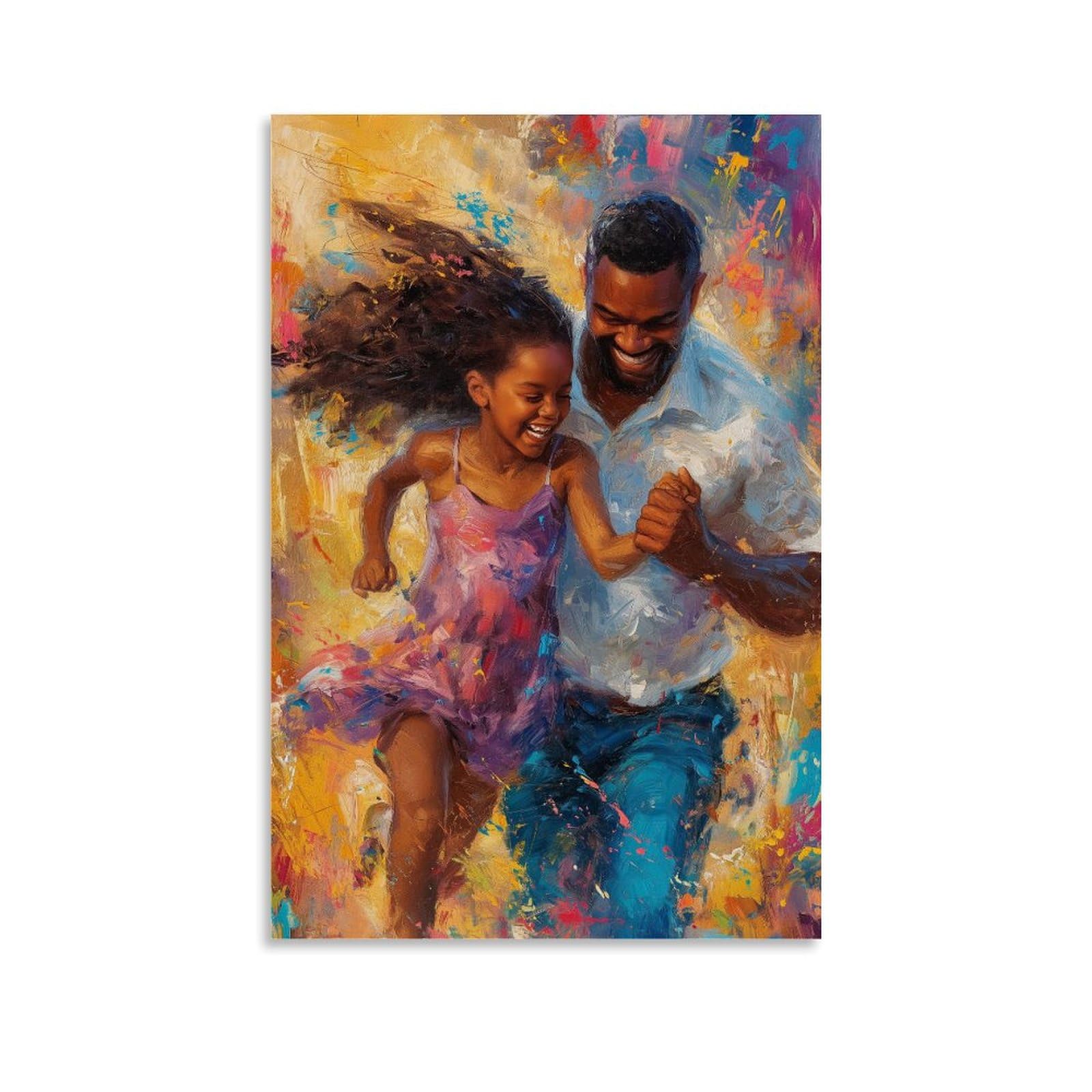African American Father Daughter Painting African American Girl