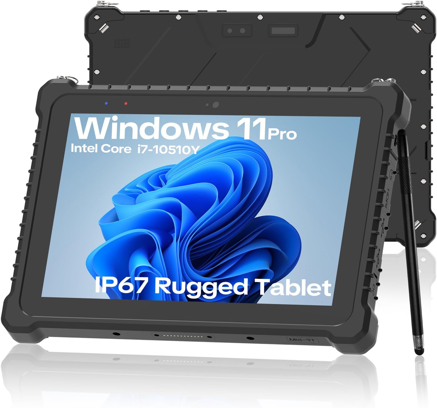 10.1 inch Rugged Tablet PC,Windows 11 Pro Tablet,Intel i7-10510Y,16GB＋256GB,IP67 Waterproof,8000mAh,700‑nit sunlight‑readable,Industrial Construction Work,4G LTE/WiFi6/GPS/NFC/2D Scanner