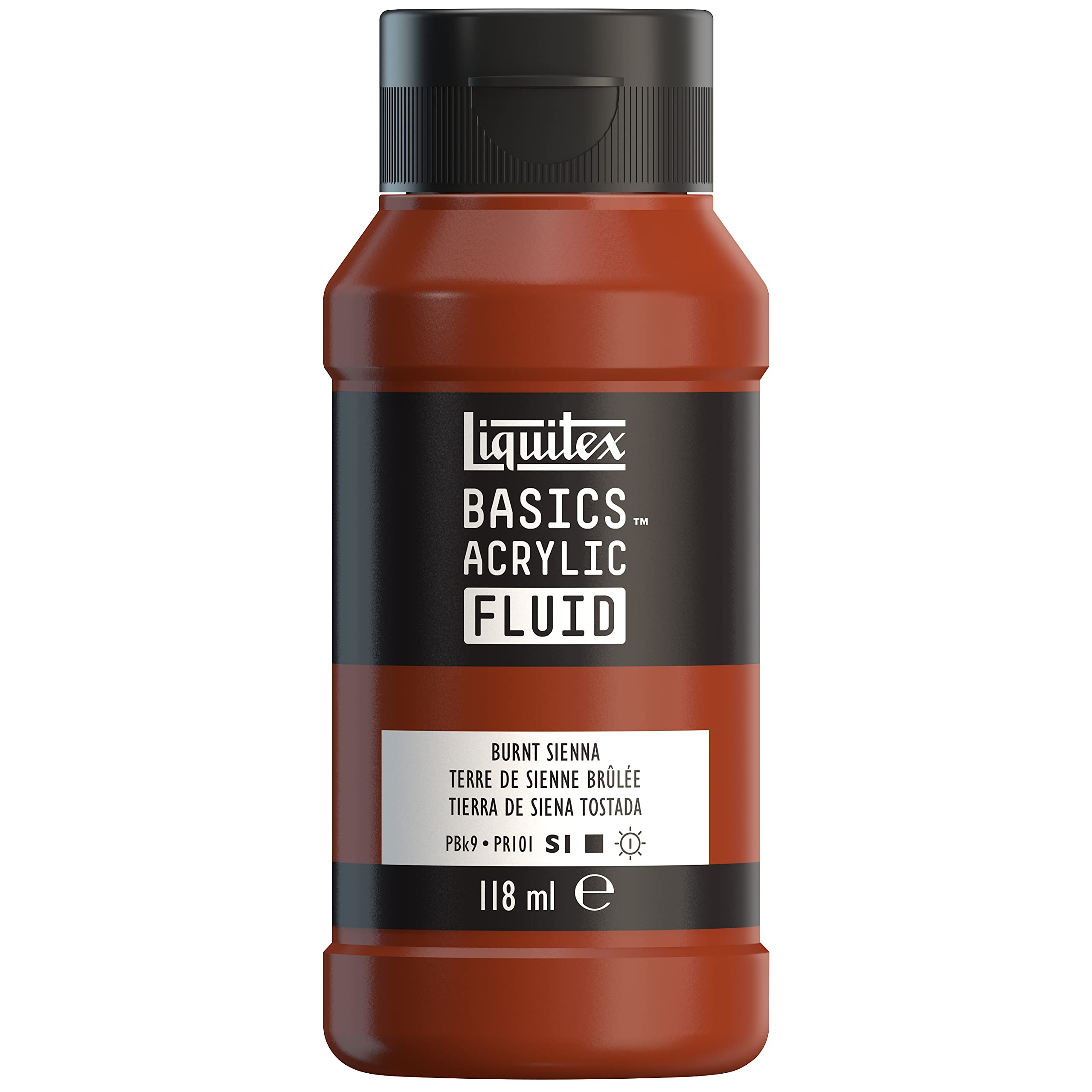 Liquitex 8870408 Basics Fluid Acrylfarbe mit fließender Konsiszenz, schnell trocknend, lichtecht, wasserfest, auf Wasserbasis, 118ml Flasche - Siena Gebrannt