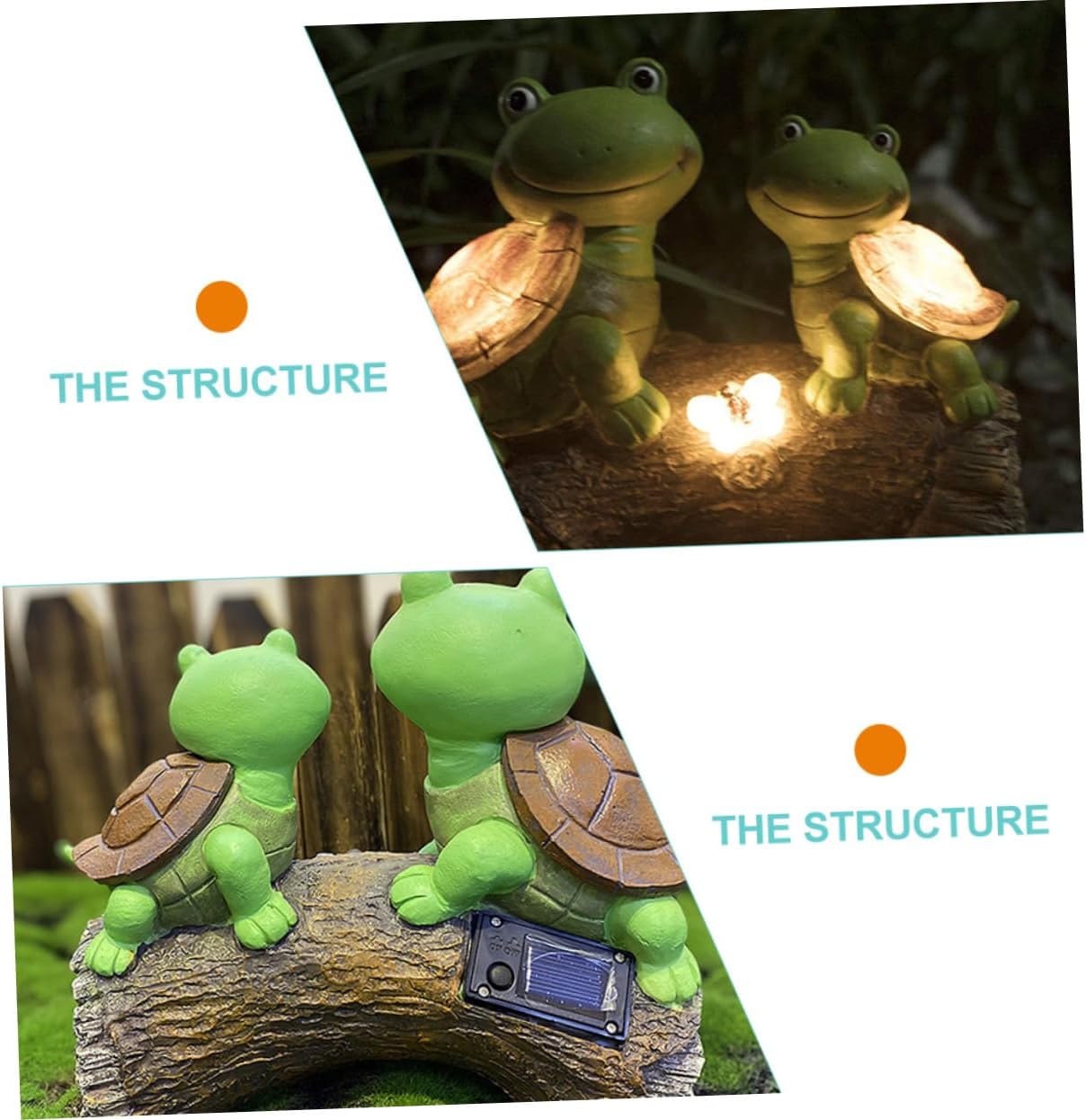 Toyvian Solar Garden Turtle Lamp Outdoor Decorative Light Turtle Figurine for Decor