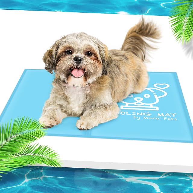 MORA PETS Dog Cooling Mats, Durable Pet Cooling Mat for Dogs Cats, Non Toxic Gel Self Cooling Bed Pad, Ice Blanket Keep Dog Cool in Summer - Medium 65 x 50cm