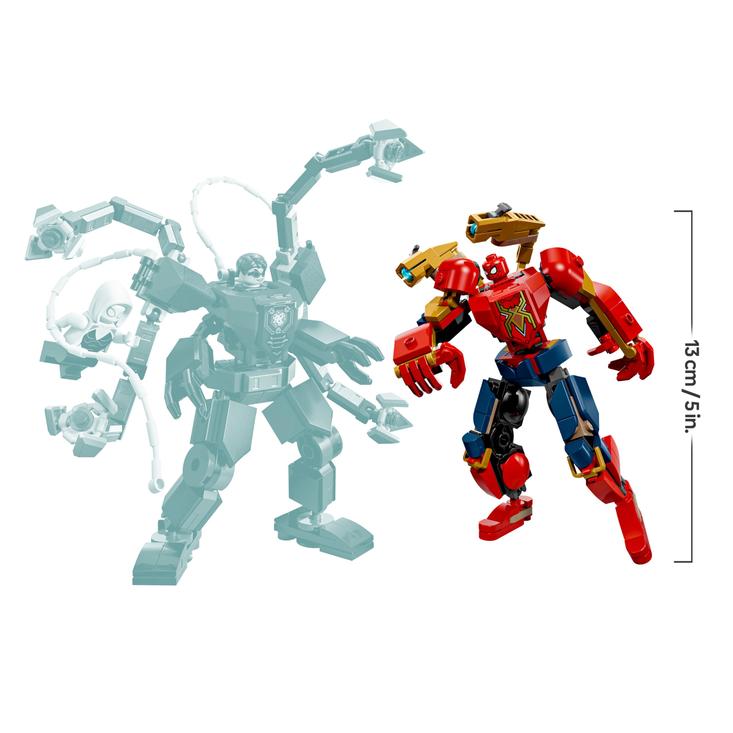 LEGO | Marvel Batalla de Armaduras Robóticas: Spider-Man vs. Doc Ock - Superhéroes de Juguete - 2 Figuras de Acción, 3 Minifiguras Inc. Spider Fantasma, Cañones - Regalo para Niños de 6+ Años - 76338