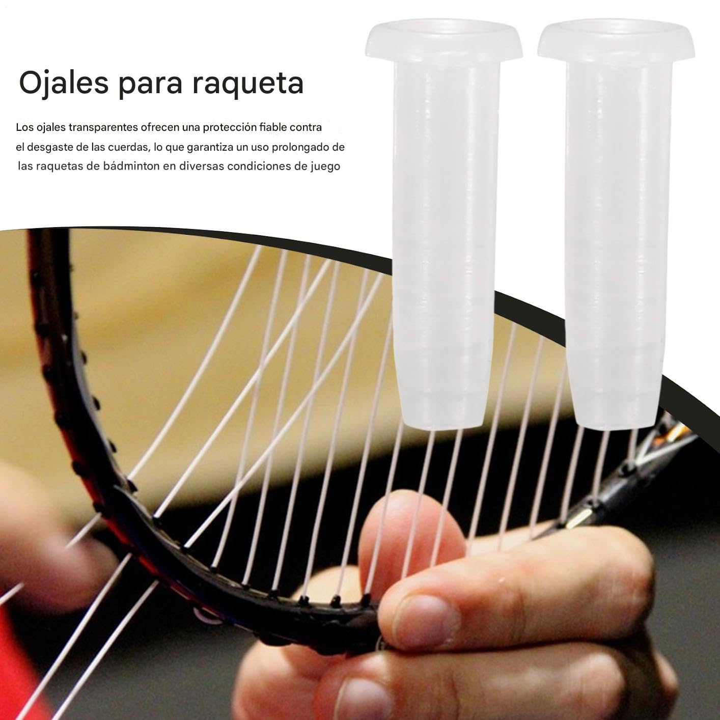 Protector de Cuerdas para Raquetas - 100 Piezas De Ojillos Protector Tubulares para Raqueta,Repuestos Nylon Transparentes, Herramientas Encordado Adultos
