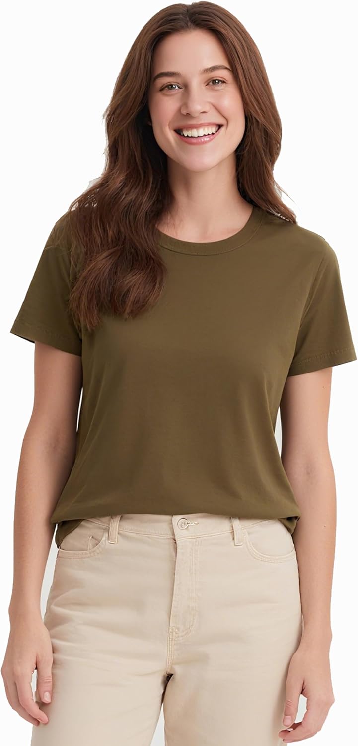 Women's 100% Merino Wool T-Shirt, Crew Neck Lightweight Moisture-Wicking Athletic Base Layer Tops for Running
