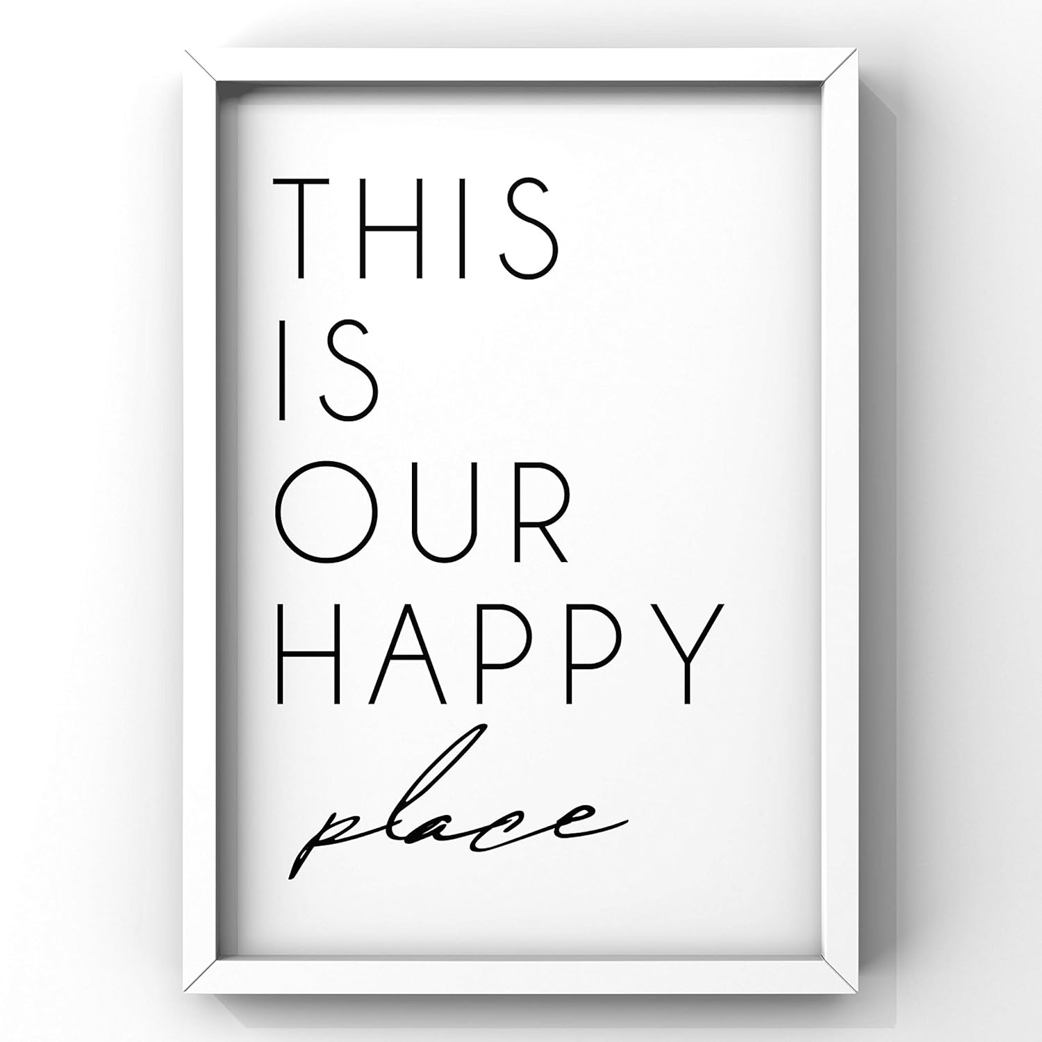Wall Art This is Our Happy Place quote home decor printable quote black and white