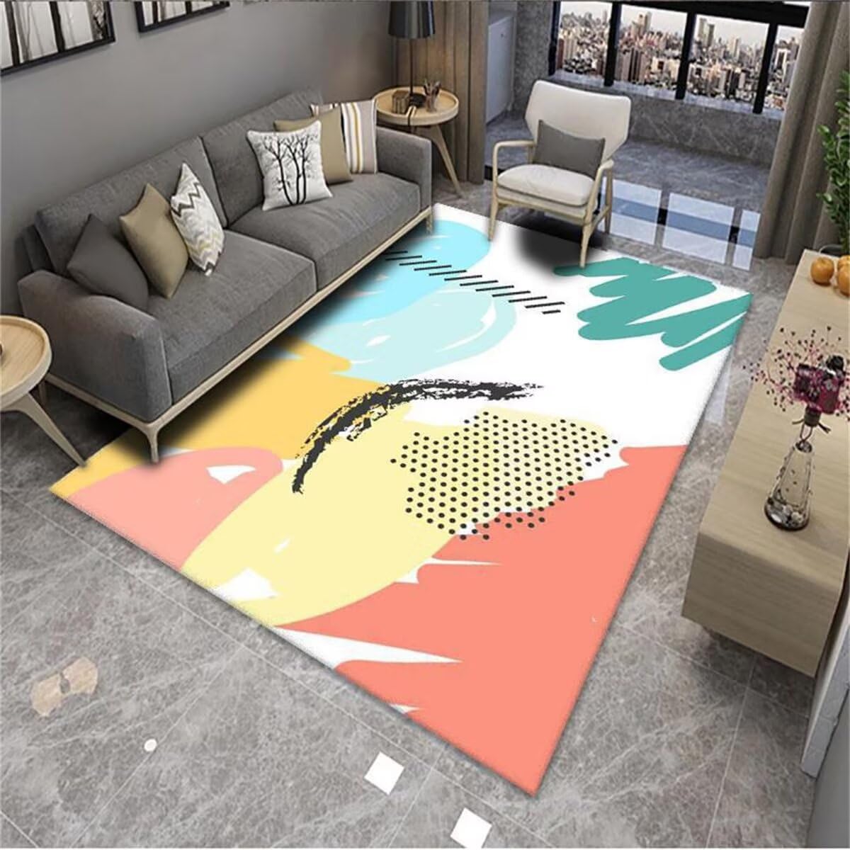 Tapis de design decoratif peint moderne et moelleux pour salon elegant 120x160cm
