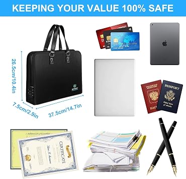 Fireproof Document Box with Handle (14.7 x 10.4) - 13-Pocket Expanding Accordion File Folder, Water Resistant Important Paper Organizer for Estate Planning, Wills (Not a Ring Binder)