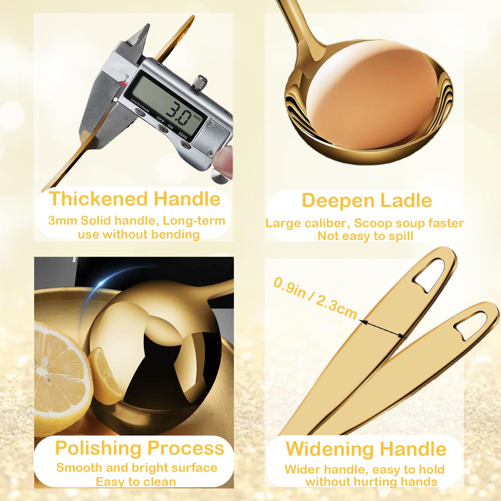 Gold Soup Ladle - Stainless Steel Serving Utensil -4