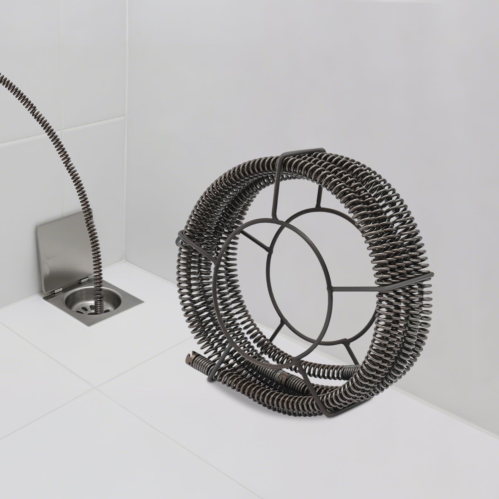 Set di spirali per la pulizia dei tubi, Ø 22 mm + 7 m, spirale a molla per la pulizia dei tubi, spirale professionale per la pulizia dei tubi per lavello, scarico pavimento, WC