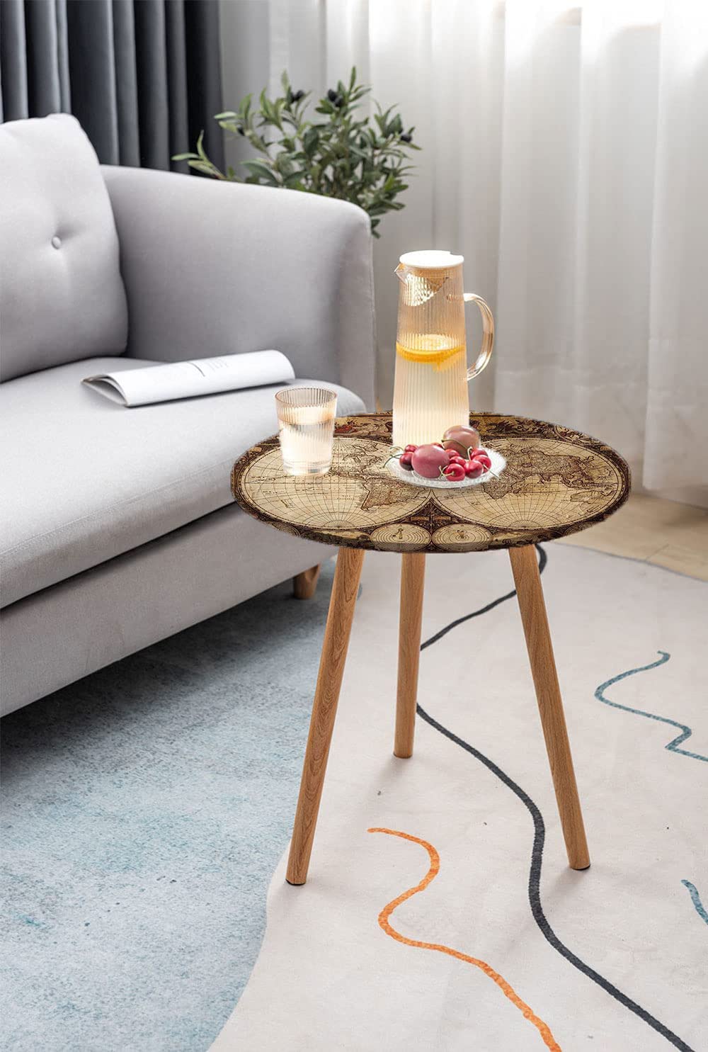 ESFVRG Nappe Ajustée Ovale, Carte Du Monde Ancienne Dessinée