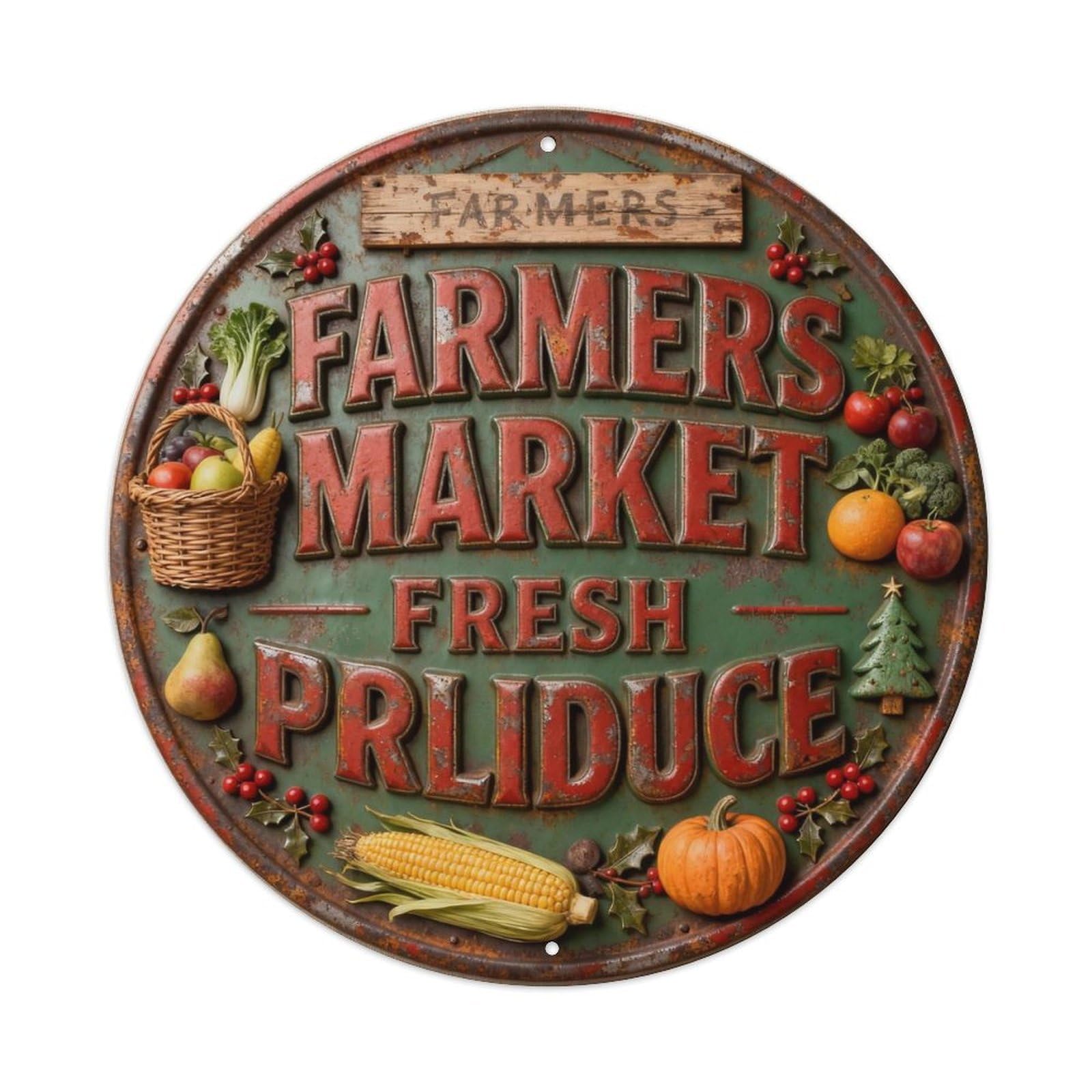 FARMERS MARKET FRESH LOCAL PRODUCE Metal Tin Sign Plaque