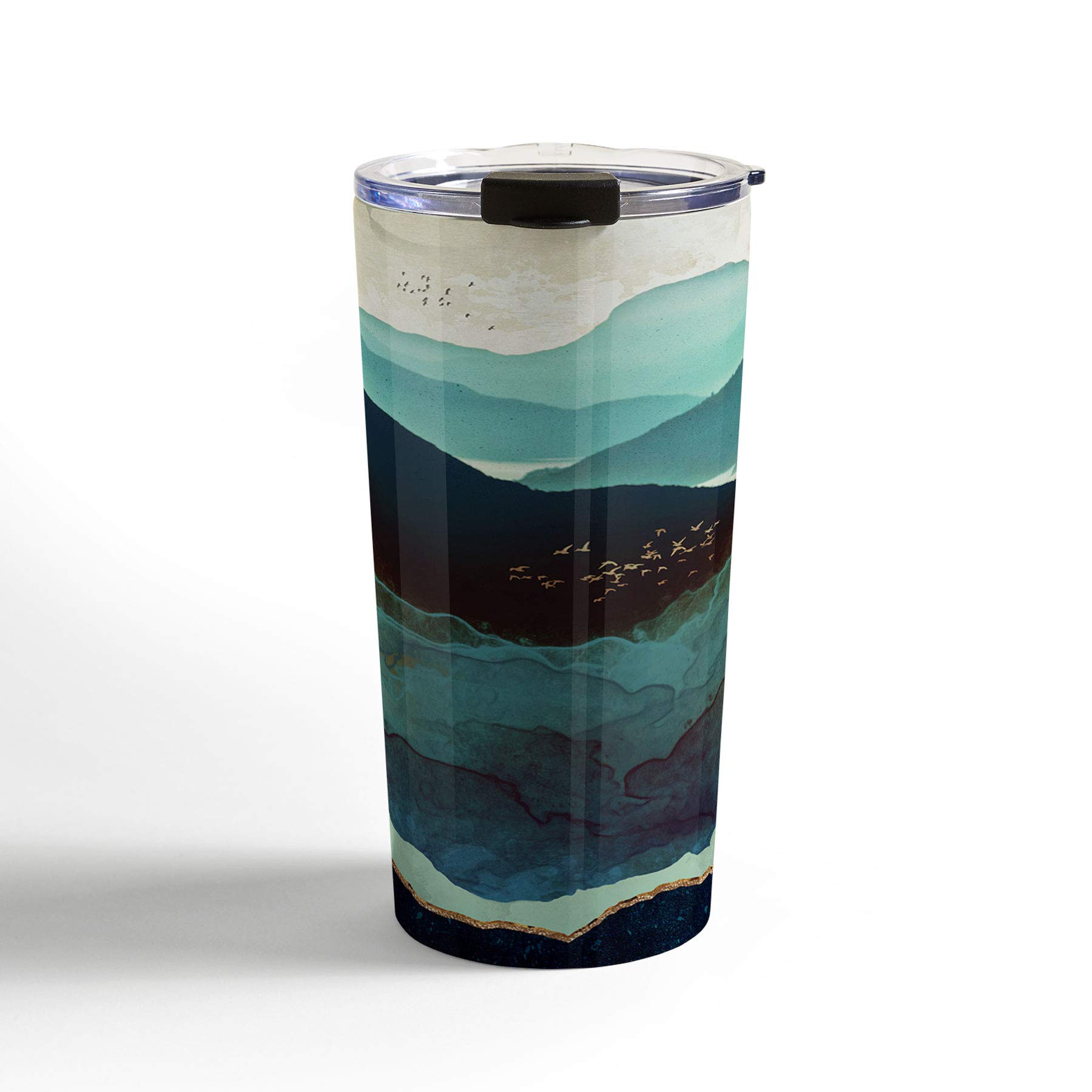Society6SpaceFrogDesigns Indigo Mountains Travel Mug, 20oz, Multi