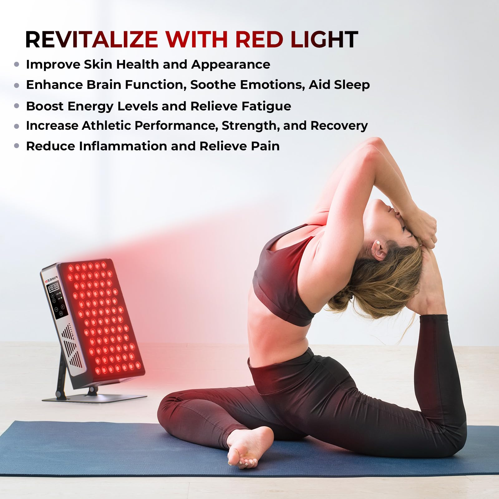 FliKEZE Lampada Infrarossi, 60 LED Luce Rossa Terapia Lampada Infrarossi da (630 nm, 660 nm, 830 nm, 850 nm), Adatto per Uso Domestico, Sport e come Regalo (PRO 60)
