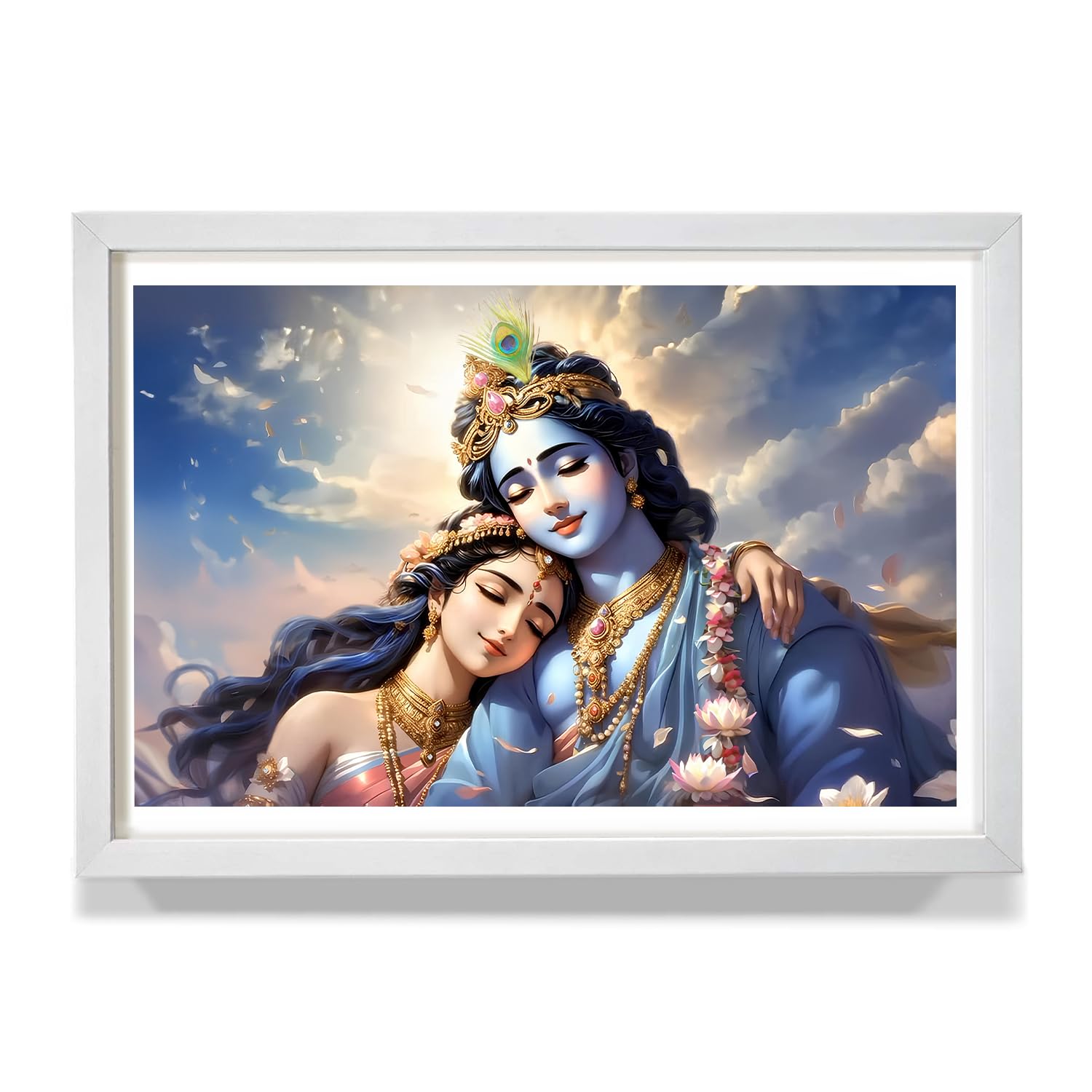 WhatsYourPrint Radha Krishna Photo Frame Engineered Wood for Home Décor (Size 8x12 inches, White Color Frame) (B0CPM26W91) Amazon Price History, Amazon Price Tracker