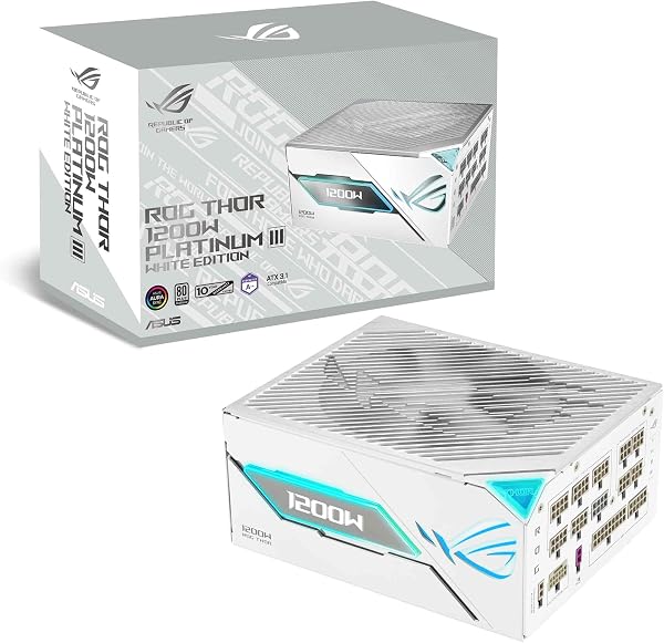 ASUS PSU ROG Thor 1200W Platinum III White Edition ATX 3.1対応 80プラスプラチナ認定 電源ユニット ROG-THOR-1200P3-WHITE-GAMING 国内正規代理店品 - 1