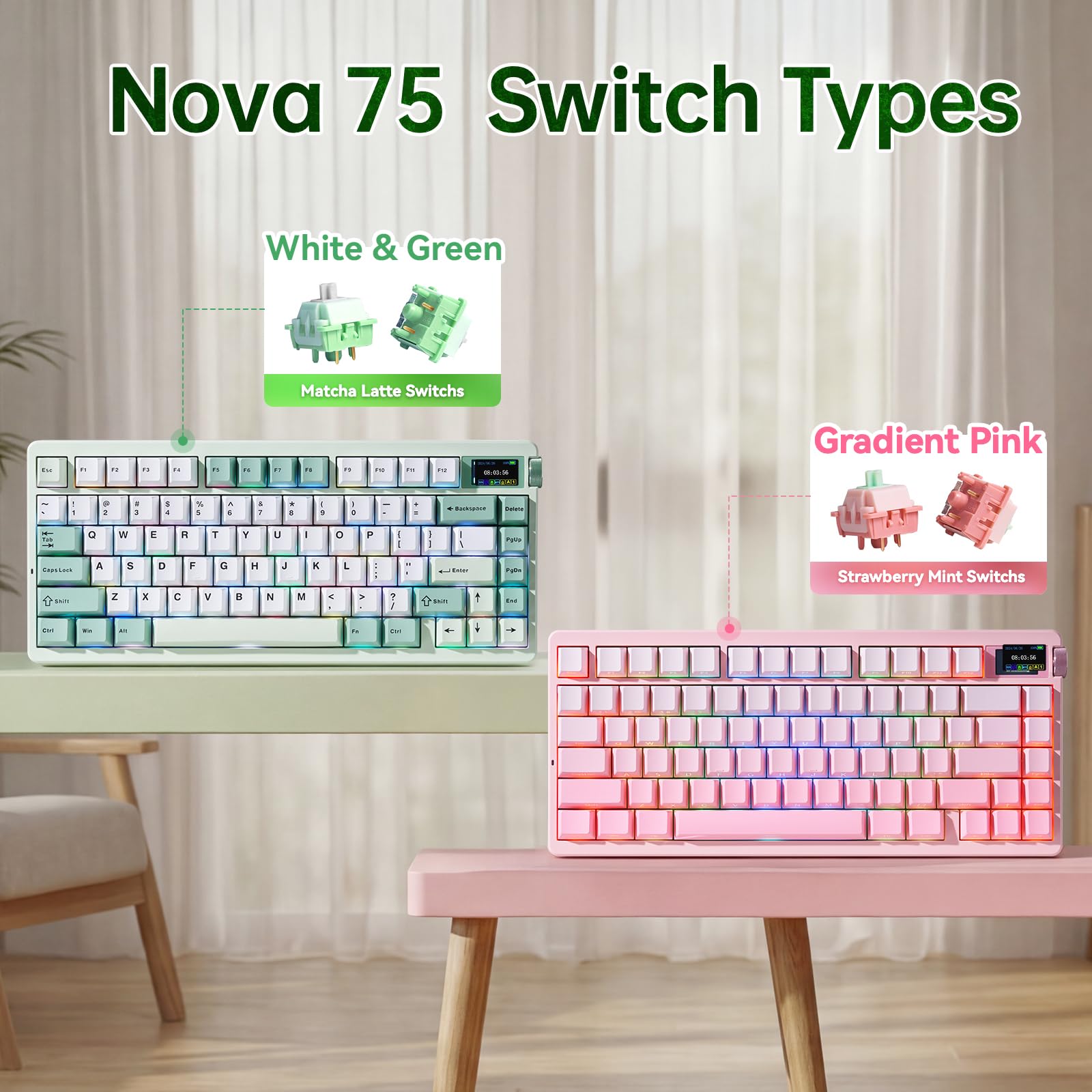 Amazon.com: Aula Nova75 Wireless Mechanical Pink Keyboard 8000mAh