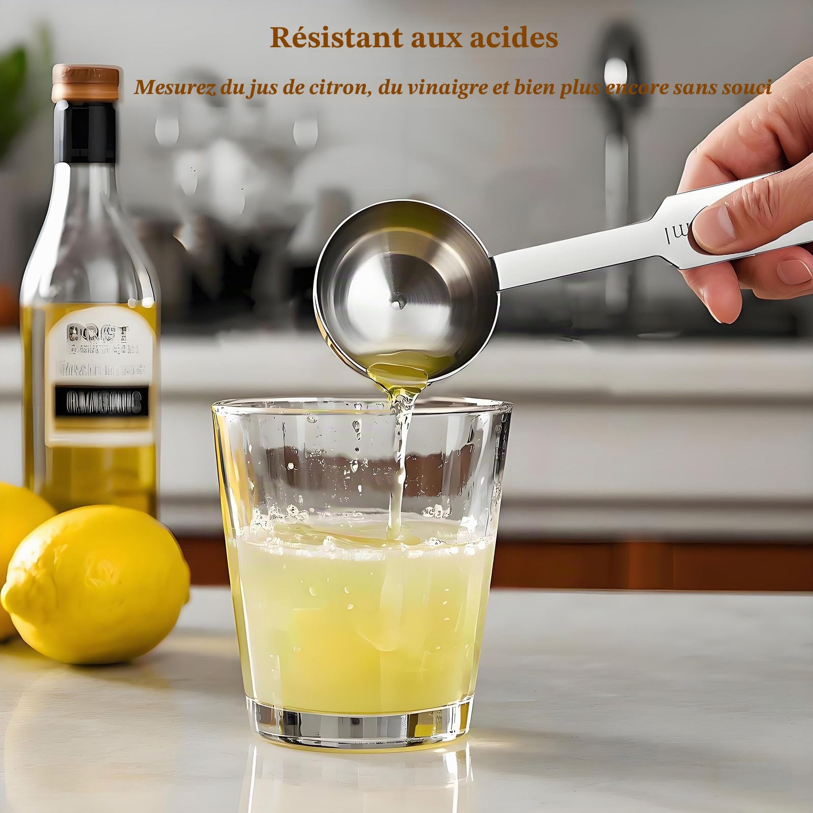 Cuillères et Tasses à mesurer en Acier Inoxydable Lot de 10 pour Cuisine