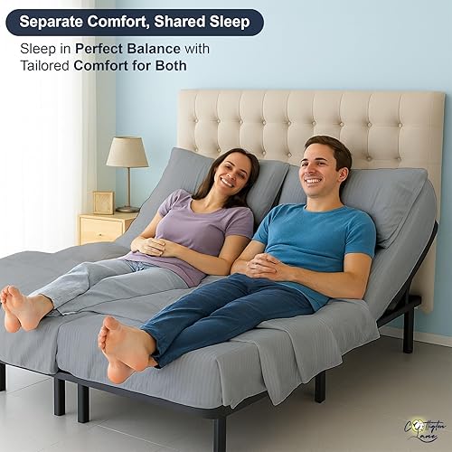 Miniatura 5 de Juego de sábanas divididas tamaño Queen de 5 piezas para camas ajustables, 400 hilos, 100% algodón, con 2 sábanas bajeras, 1 sábana encimera y 2