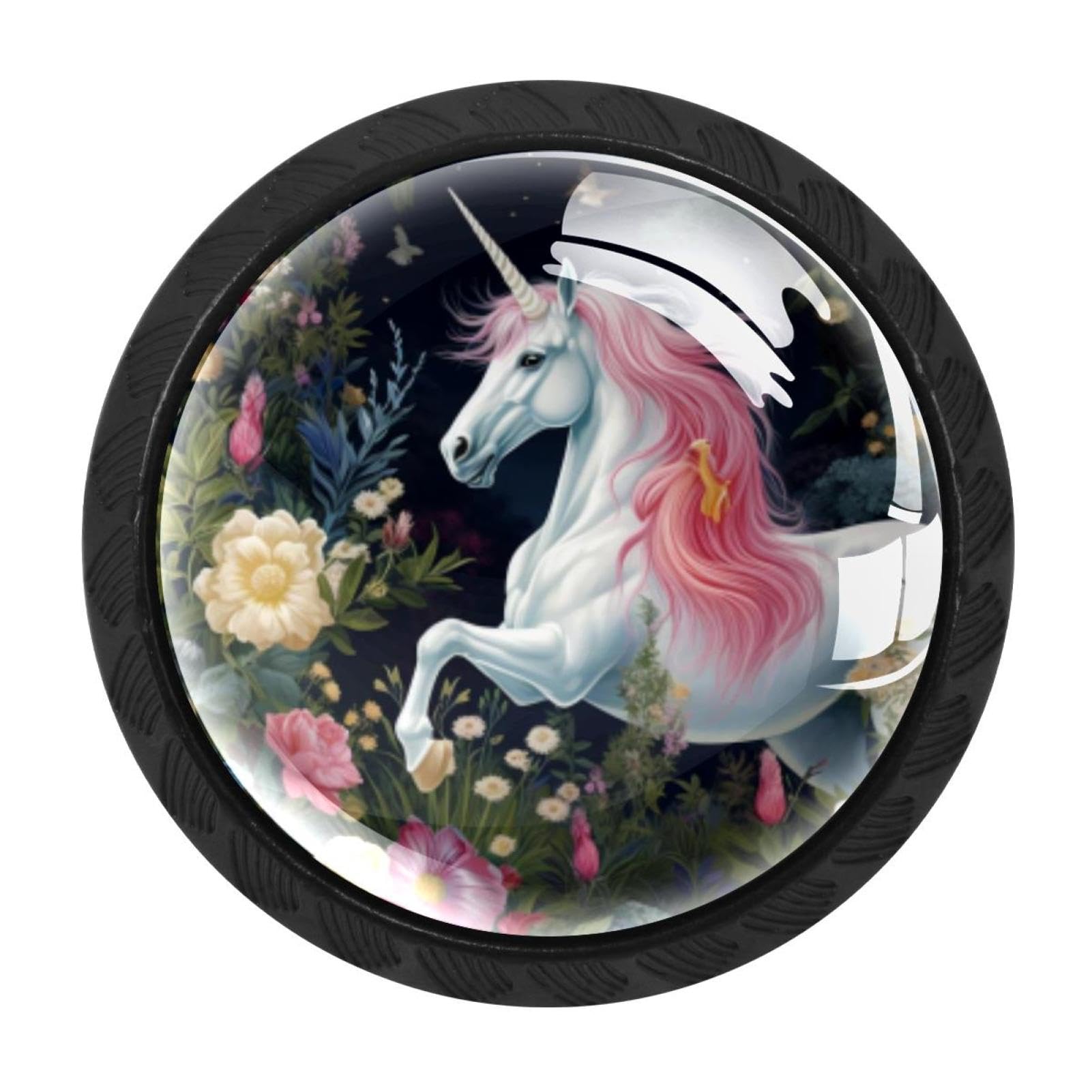 CHENZZZZ Unicorn Drawer Knobs Pull Handle Crystal Glass Circle Shape Cabinet Drawer Pulls Cupboard Knobs with Screws for Kitchen Cupboard Dresser Wardrobe etc