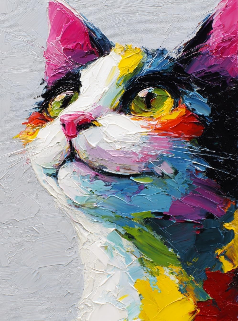 WANGWANGMIAO Paint by Numbers-Colorful Cats DIY Canvas Oil Painting Kit for Adults Beginner with Paint Brushes and Acrylic Pigment,16X20 Inch，with Frame