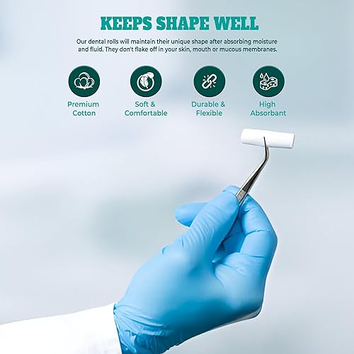 Miniatura 5 de Paquete de 50 rollos de algodón número 2, medianos, de 1.5 pulgadas, no estériles, 100% absorbentes.