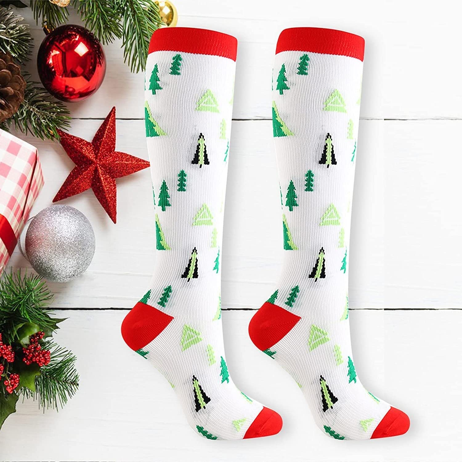 Calcetines Cómodos Las Mujeres Tejen Los Calcetines Altos, Niñas Abrigan La Rodilla De Navidad Largas Sobre Damas Hasta El Muslo Suaves Reforzada