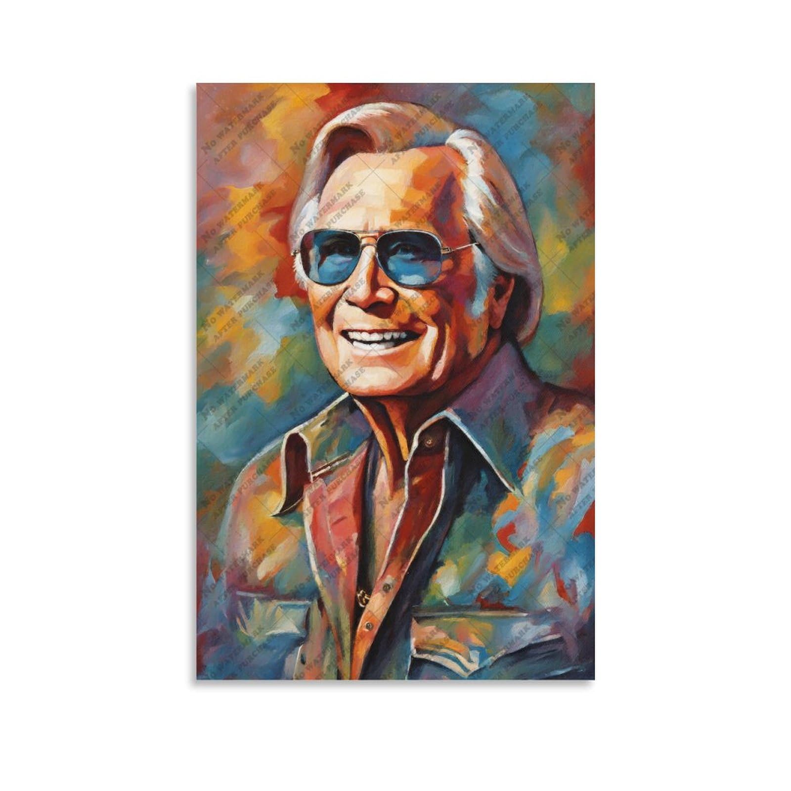 FCOJE Stampa artistica da parete su tela con cantante folk country George_Jones (2), per camera di ragazzi e adolescenti, 60 x 90 cm