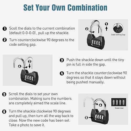Miniatura 7 de 1 Pack disecu Candado de Combinación de 4 Dígitos, Candado Impermeable para Exteriores para Casillero de Gimnasio Escolar, Cerca, Portón, Cobertizo,