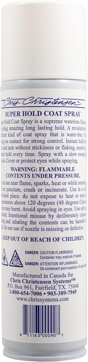 Chris Christensen Super Hold Waterless Dog Coat Spray, Groom Like a Professional, Strong Hold for Scissor Coats and Double Coats, Made in USA, 10 oz Aerosol