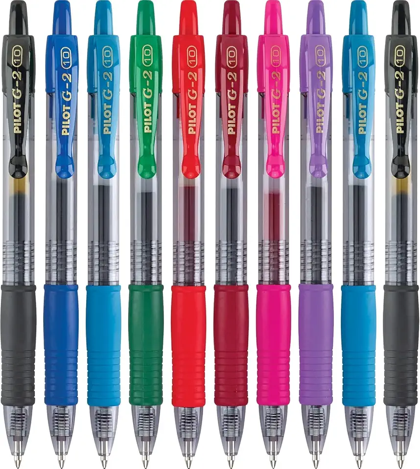 Pilot G2 Premium Retractable Gel-Ink Rolling Ball Pens, Bold Point (1.0mm), 1.0 Gel Pens, Assorted, 10-Pack - Ideal for School, Journaling, &amp; Office Writing