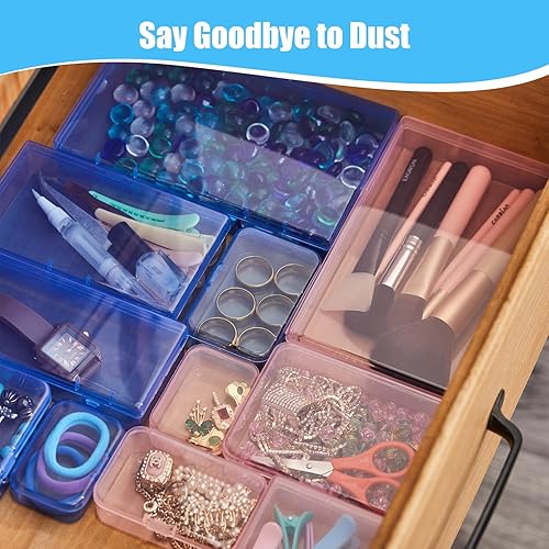 Miniatura 8 de Goodma 36 contenedores rectangulares vacíos de plástico con tapas con bisagras para objetos pequeños y otros proyectos de manualidades (azul)