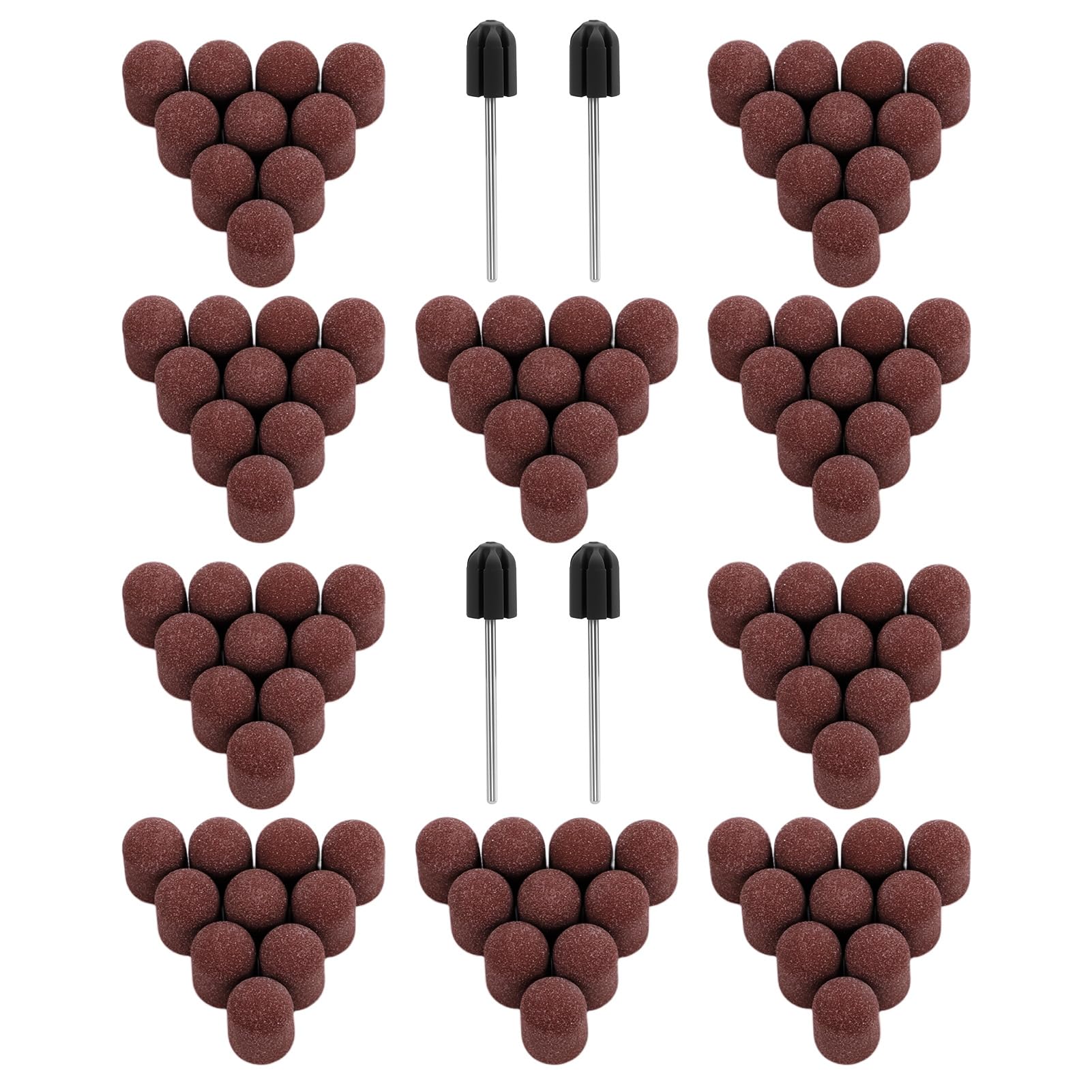 100 Pezzi Cappucci Abrasivi per Manicure, Set di Tappi Abrasivi per Unghie con 4 Alberi per Lucidatura e Levigatura, 10 mm Set di Fasce Abrasive per Manicure Pedicure