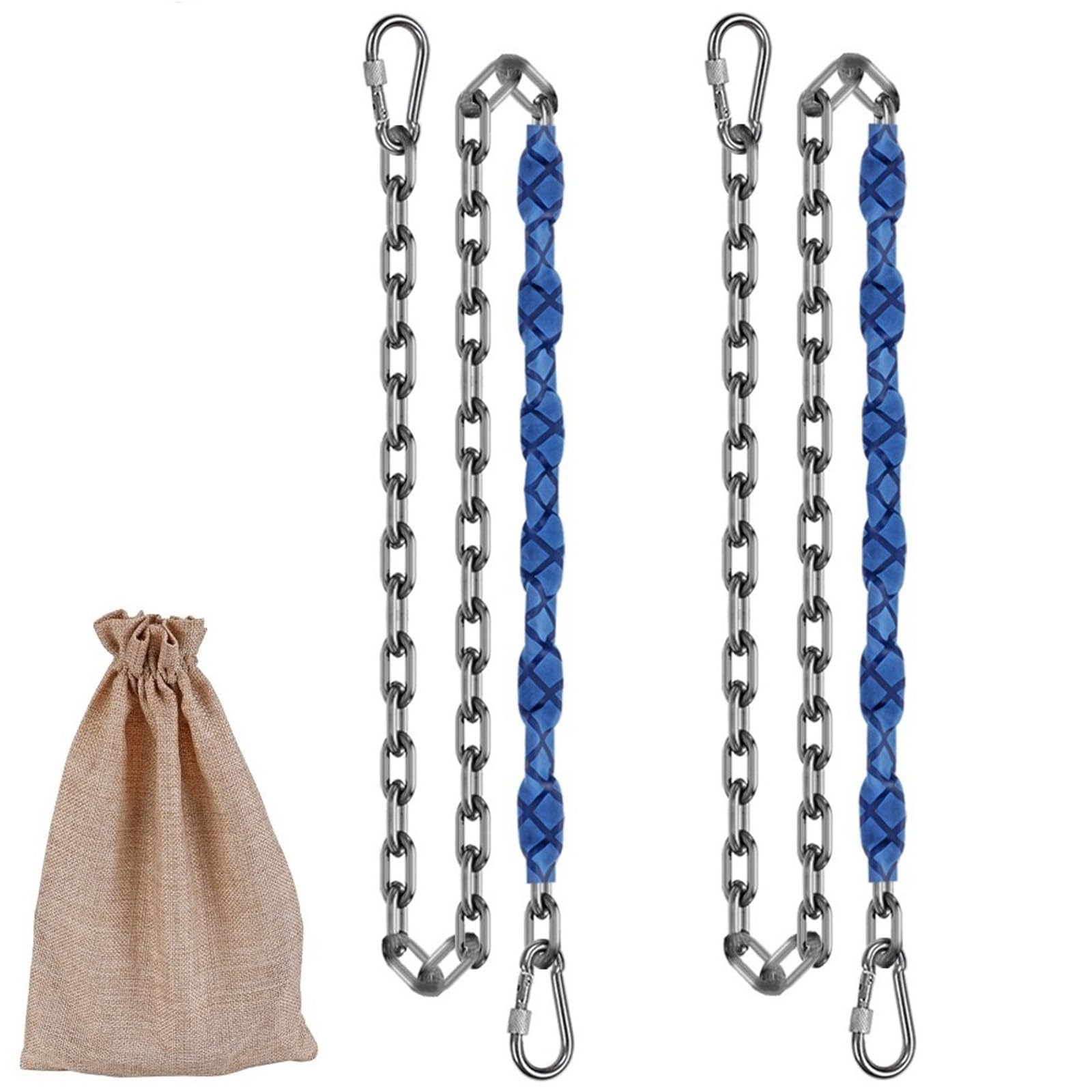 2 Stainless Steel Chains (64") Swing Chains, Heavy Duty Swing Hardware,4 Quick Connection Buckles, Indoor and Outdoor Playground Swings, hammocks, sandbags, 1000 lb Capacity Blue