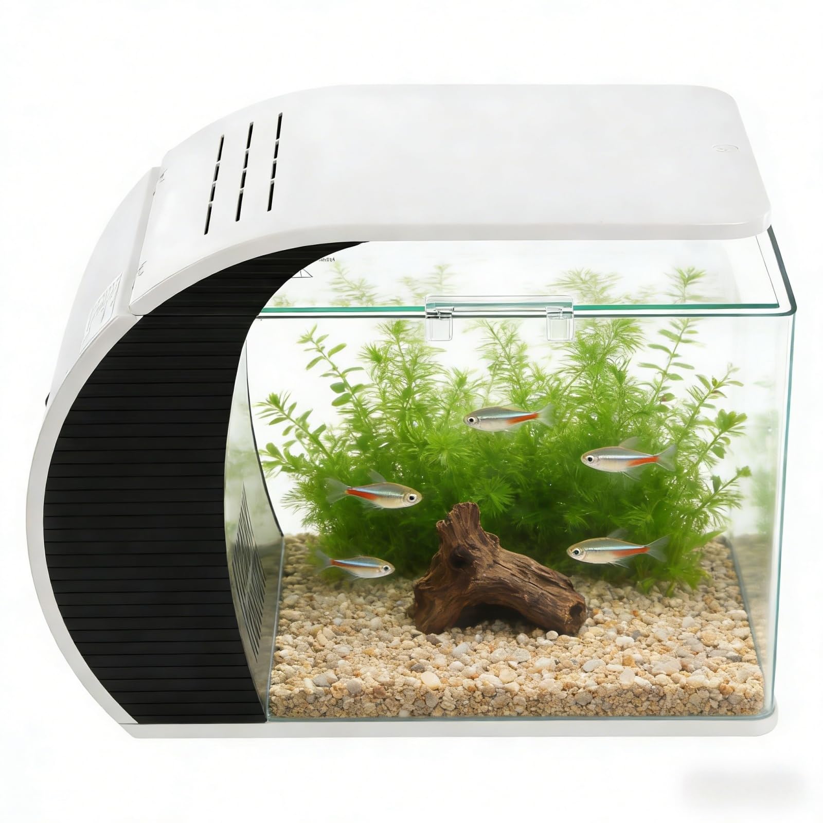 Kompletny zestaw do akwarium na biurko, 19 l, szklane akwarium z oświetleniem LED, filtrem i pompą, idealne do salonu, biura, sypialni, 42,3 x 22,6 x 31,5 cm
