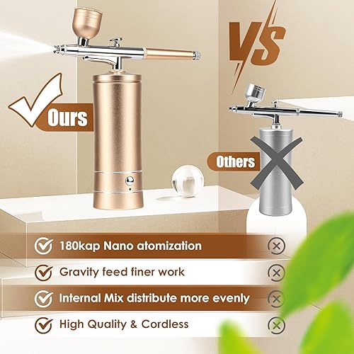 Miniatura 8 de Airbrush-Kit - Compresor de aerógrafo inalámbrico recargable - Aerógrafo para uñas, juego de aerógrafo, cepillo de aire portátil para uñas,