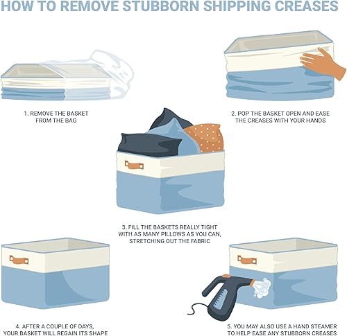 Miniatura 9 de OrganiHaus Cestas grandes de almacenamiento de tela para estantes, paquete de 3 unidades, contenedores de almacenamiento de armario de 15 x 11