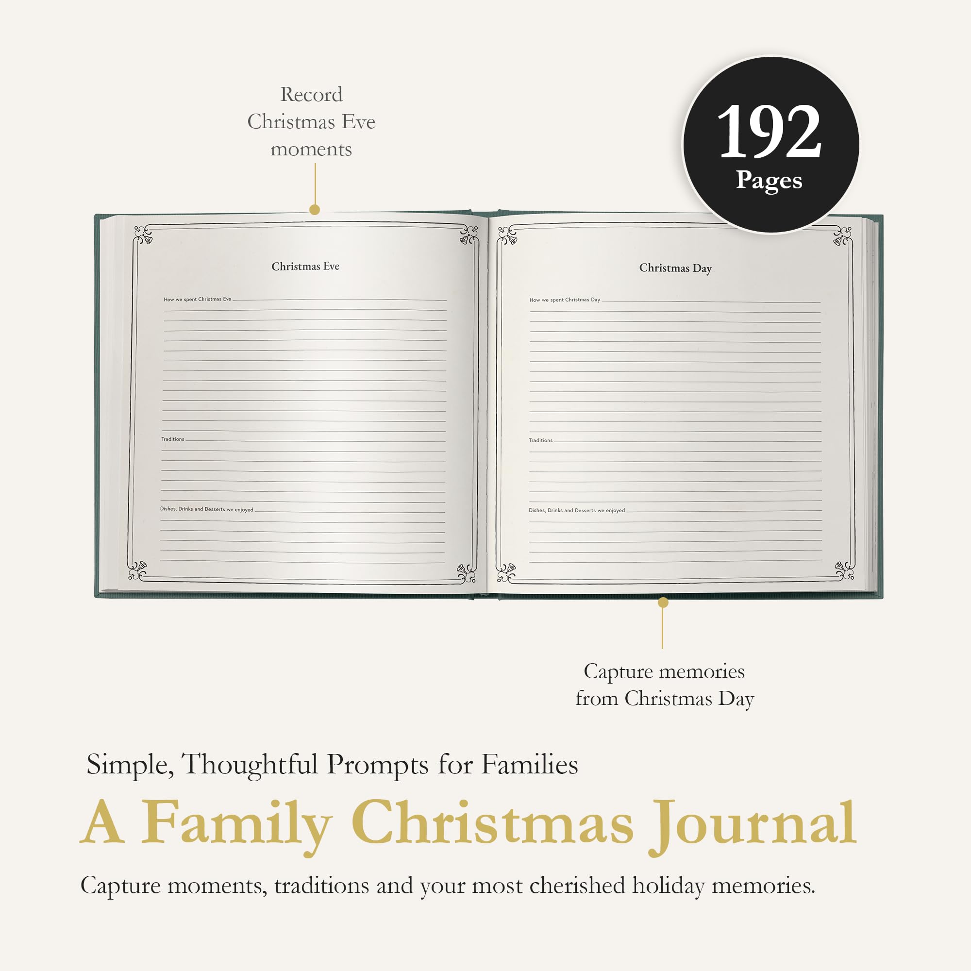 Beating50percent Familien-Weihnachtstagebuch – 25 Jahre Erinnerungen an Weihnachten Erinnerungsbuch zum Festhalten von Feiertagstraditionen, Geschenken, Rezepten und Fotos – Familienerbstück-Andenken