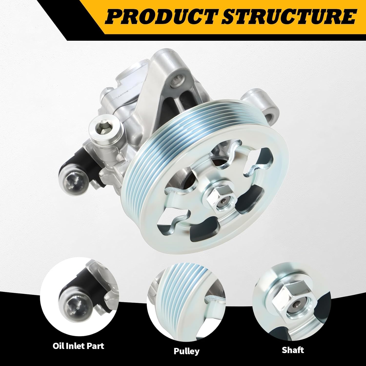 Power Steering Pump with Pulley Compatible with 2006-2007 Accord 2002-2011 CR-V 2002-2006 RSX 2006-2008 TSX 2006-2011 Element 56110-PNB-A01 965419
