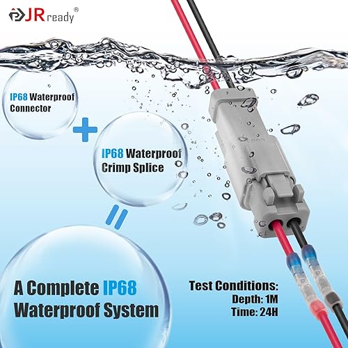 Miniatura 2 de JRready Deutsch - Kit de conectores de 4 cables IP68 a prueba de agua - Conector DT de 4 pines con UL3266 16 AWG para cableado de automóvil, barco,