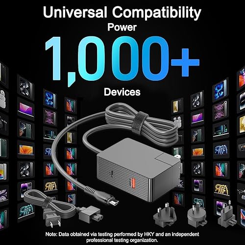 Miniatura 7 de HKY PD100W USB C GaN Cargador Estación de carga de 3 puertos con enchufe plegable de EE. UU., Reino Unido, UE, AU Cargador de pared rápido compacto