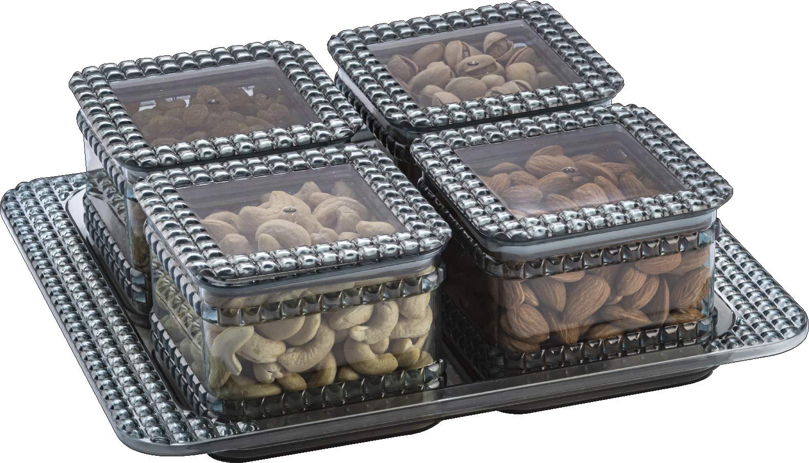Online Choice Dry Fruit Storage Container Set Wth Serving Tray